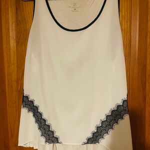 New York & Company White and Black Top With Lace Details